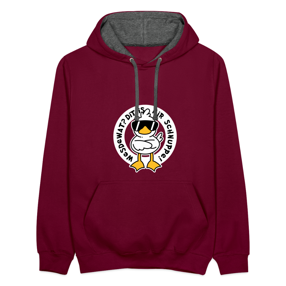 Wesdewat? - Kontrast Hoodie - Weinrot/Anthrazit