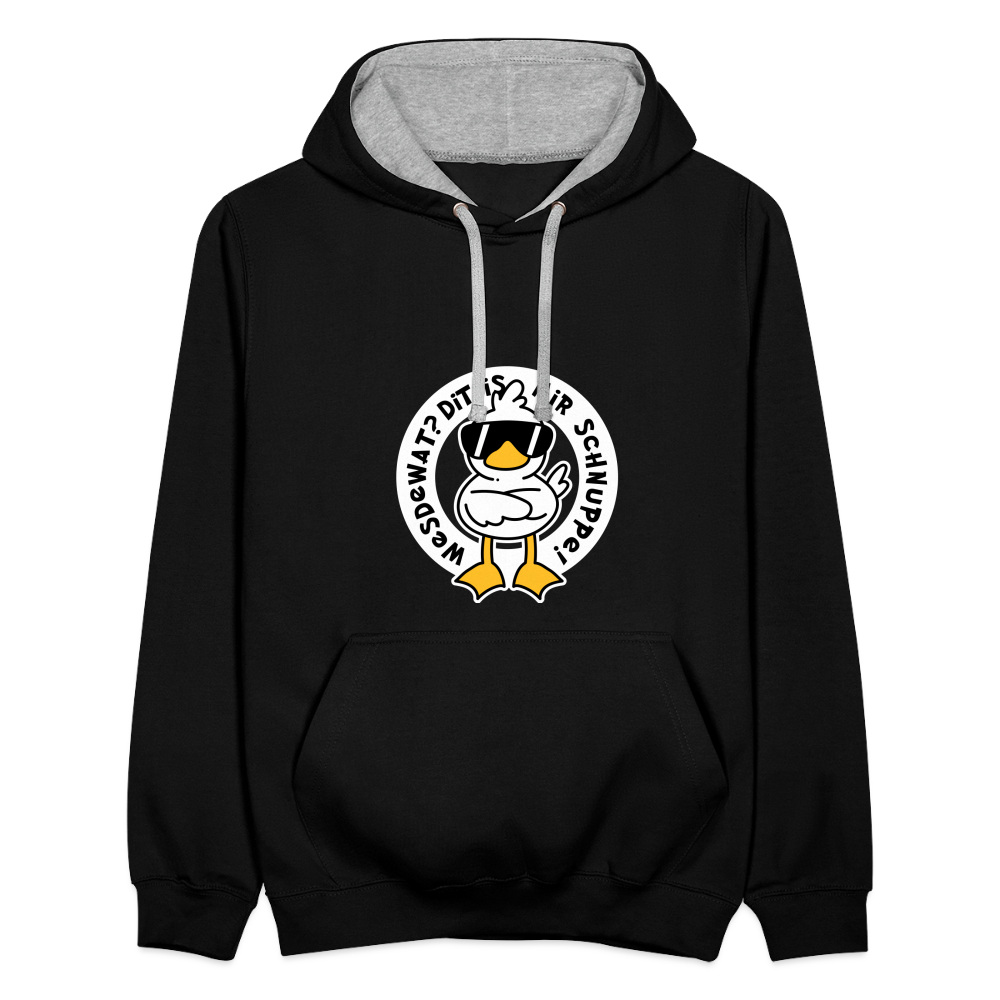 Wesdewat? - Kontrast Hoodie - Schwarz/Grau meliert
