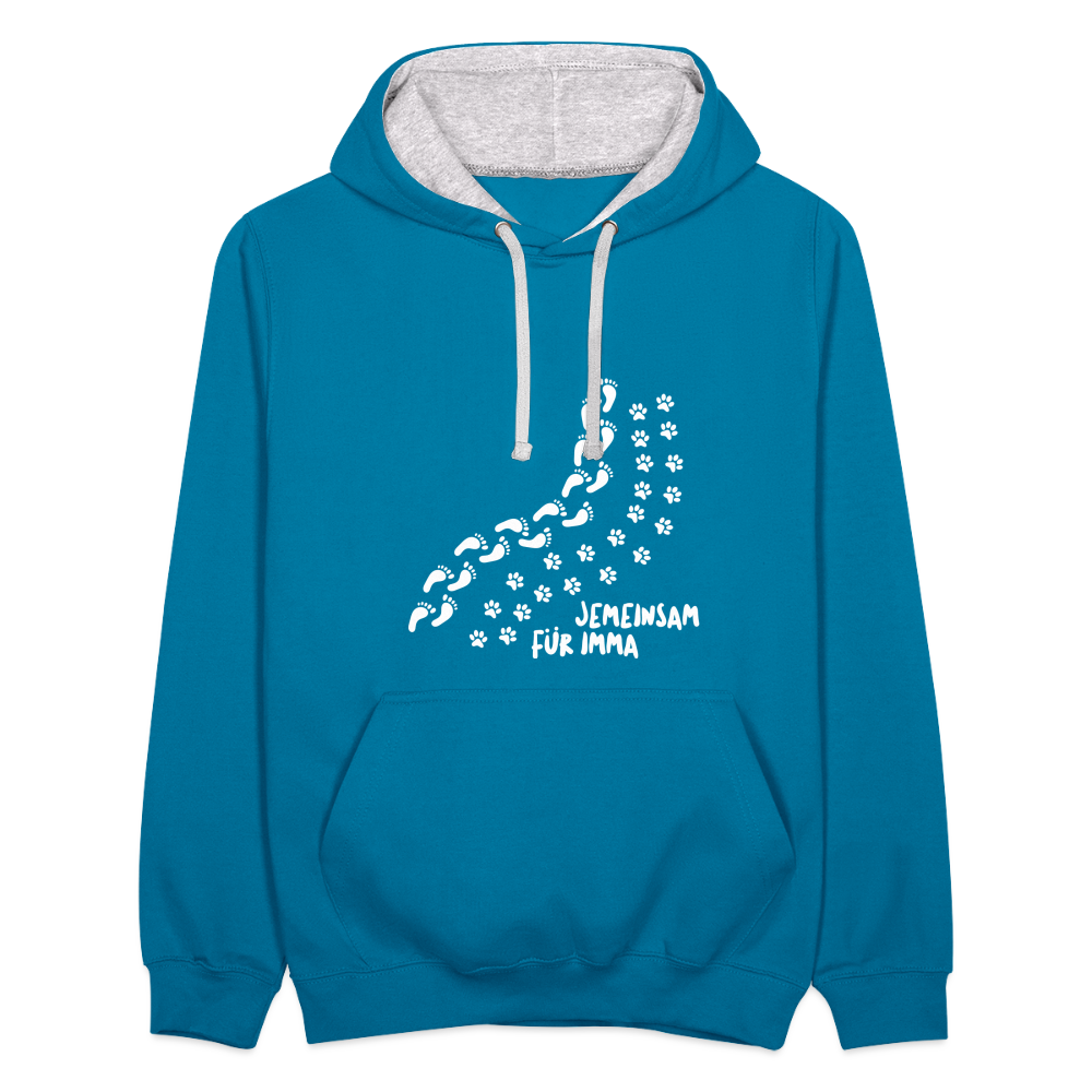 Jemeinsam Für Imma - Kontrast Hoodie - Pfauenblau/Grau meliert