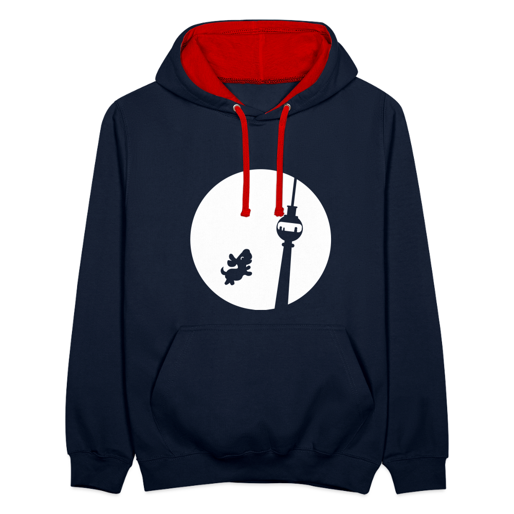 Hund am Fernsehturm - Kontrast Hoodie - Navy/Rot