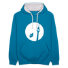 Hund am Fernsehturm - Kontrast Hoodie - Pfauenblau/Grau meliert
