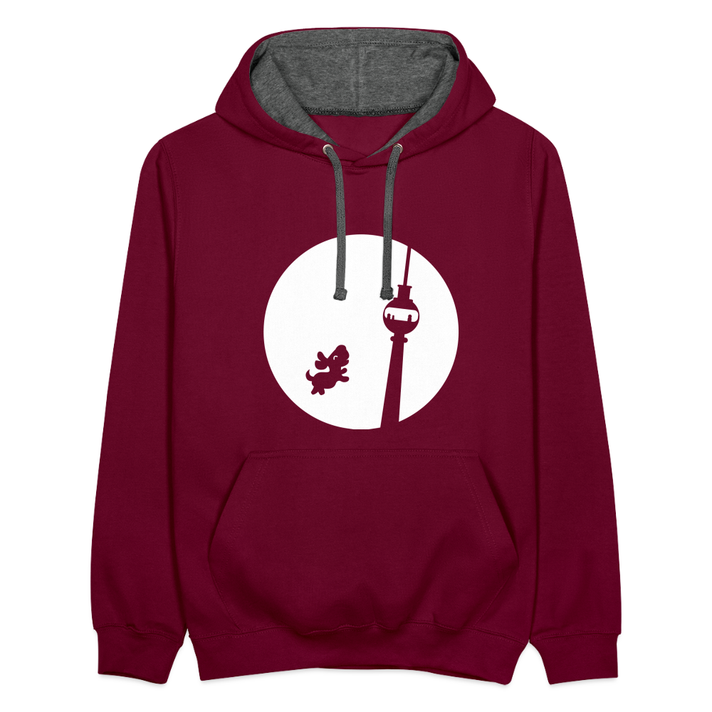 Hund am Fernsehturm - Kontrast Hoodie - Weinrot/Anthrazit