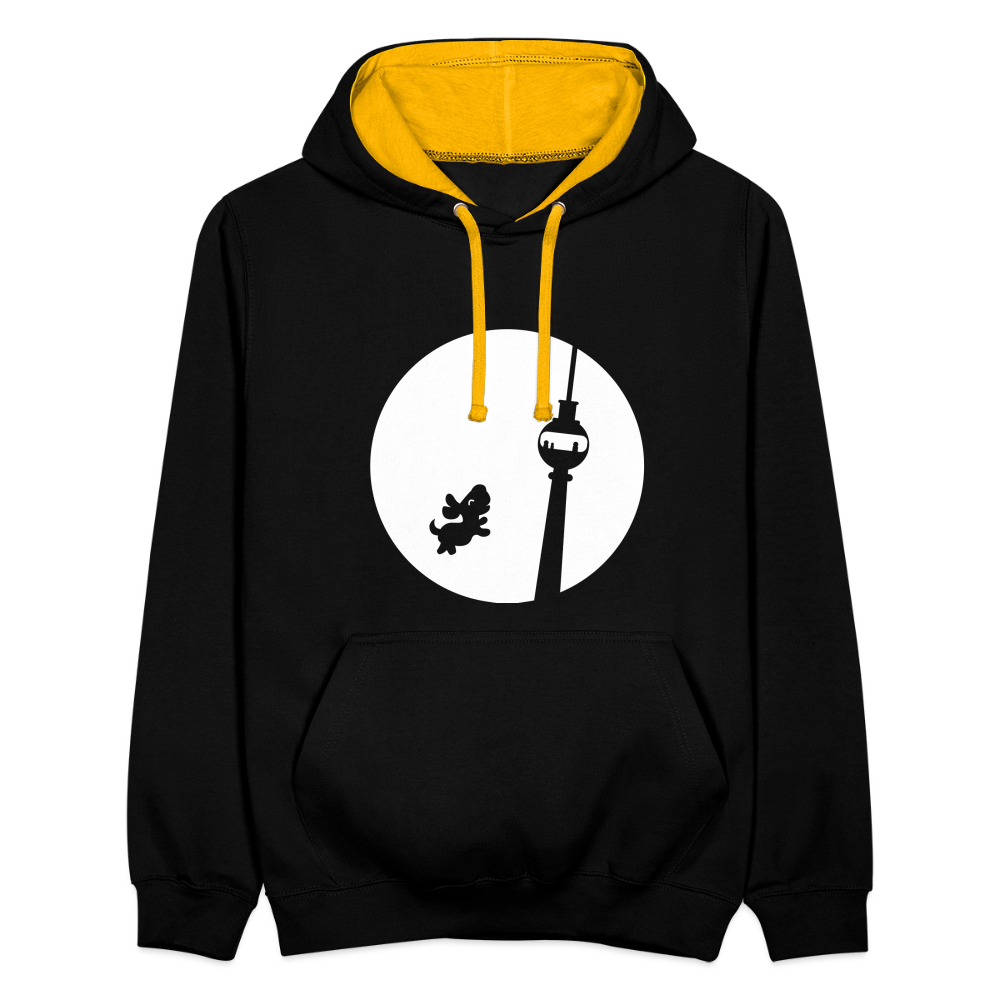 Hund am Fernsehturm - Kontrast Hoodie - Schwarz/Gold