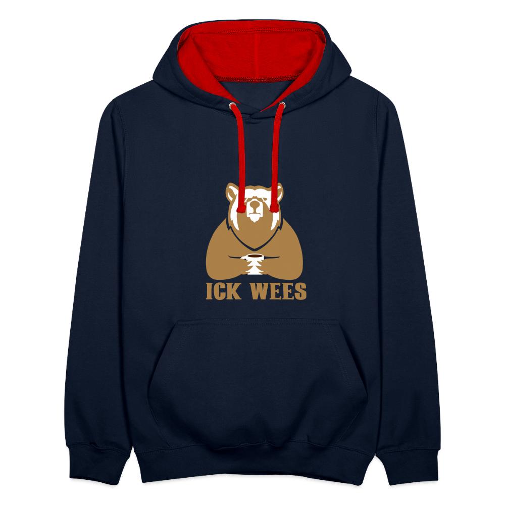 ick wees - Kontrast Hoodie - Navy/Rot