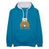 ick wees - Kontrast Hoodie - Pfauenblau/Grau meliert