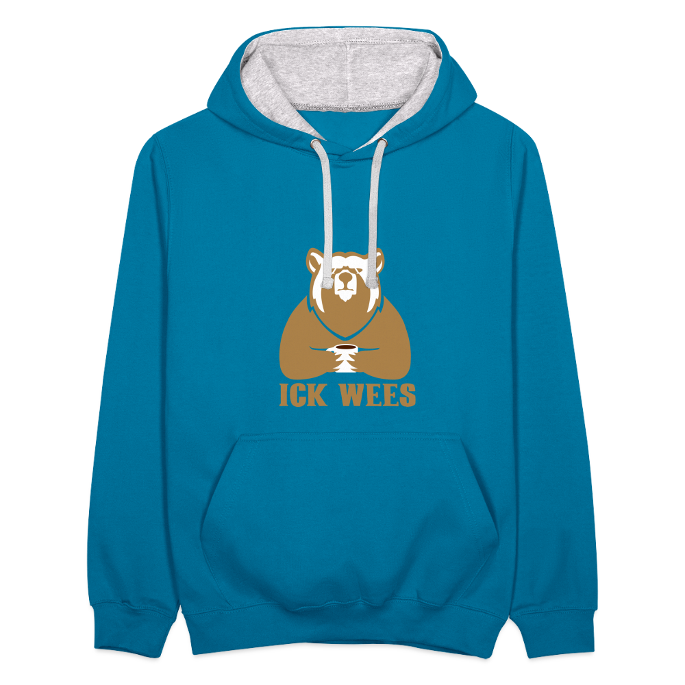 ick wees - Kontrast Hoodie - Pfauenblau/Grau meliert