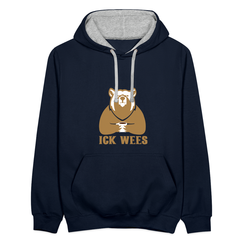 ick wees - Kontrast Hoodie - Navy/Grau meliert