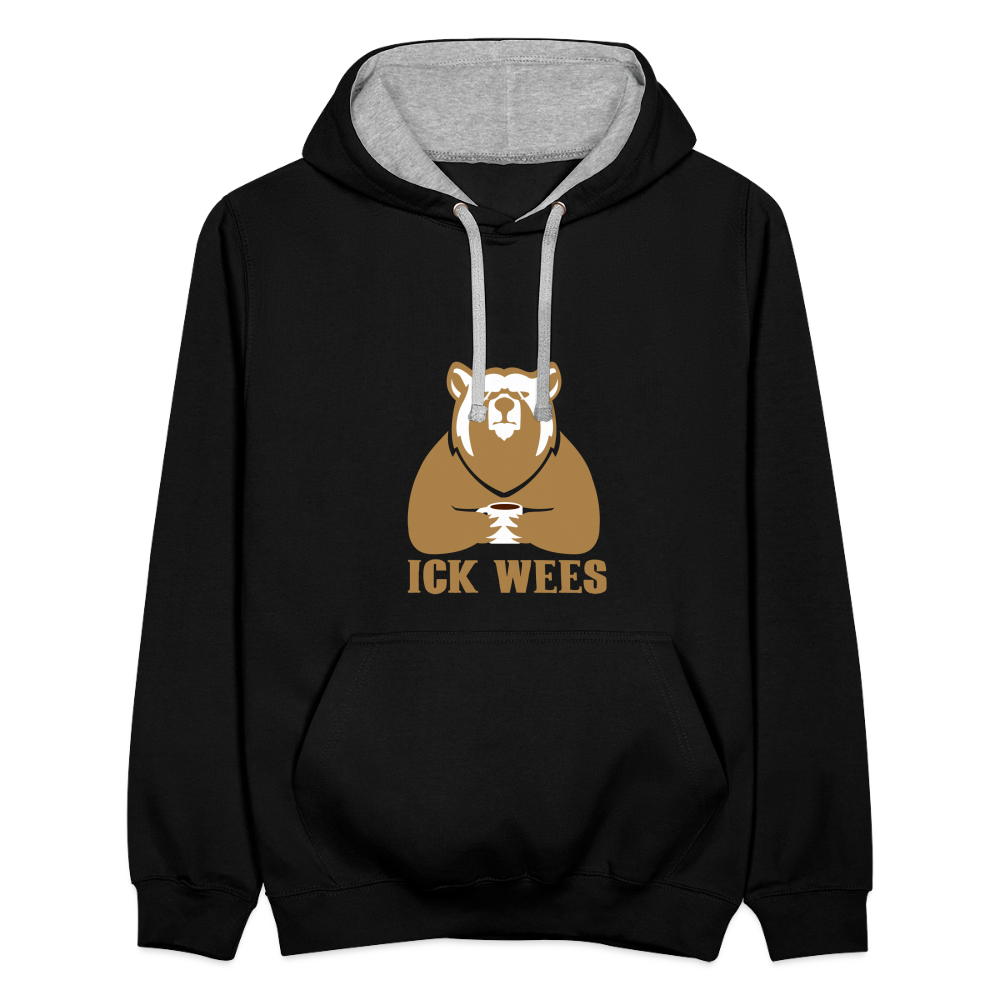ick wees - Kontrast Hoodie - Schwarz/Grau meliert