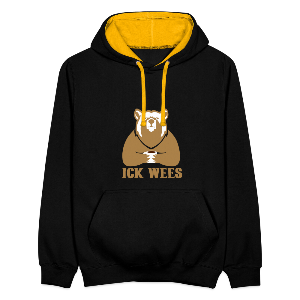 ick wees - Kontrast Hoodie - Schwarz/Gold