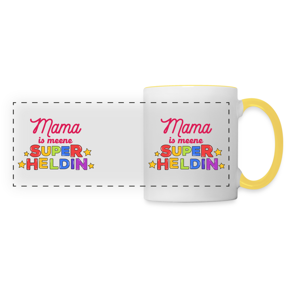 Meene Heldin - Tasse zweifarbig - Weiß/Gelb