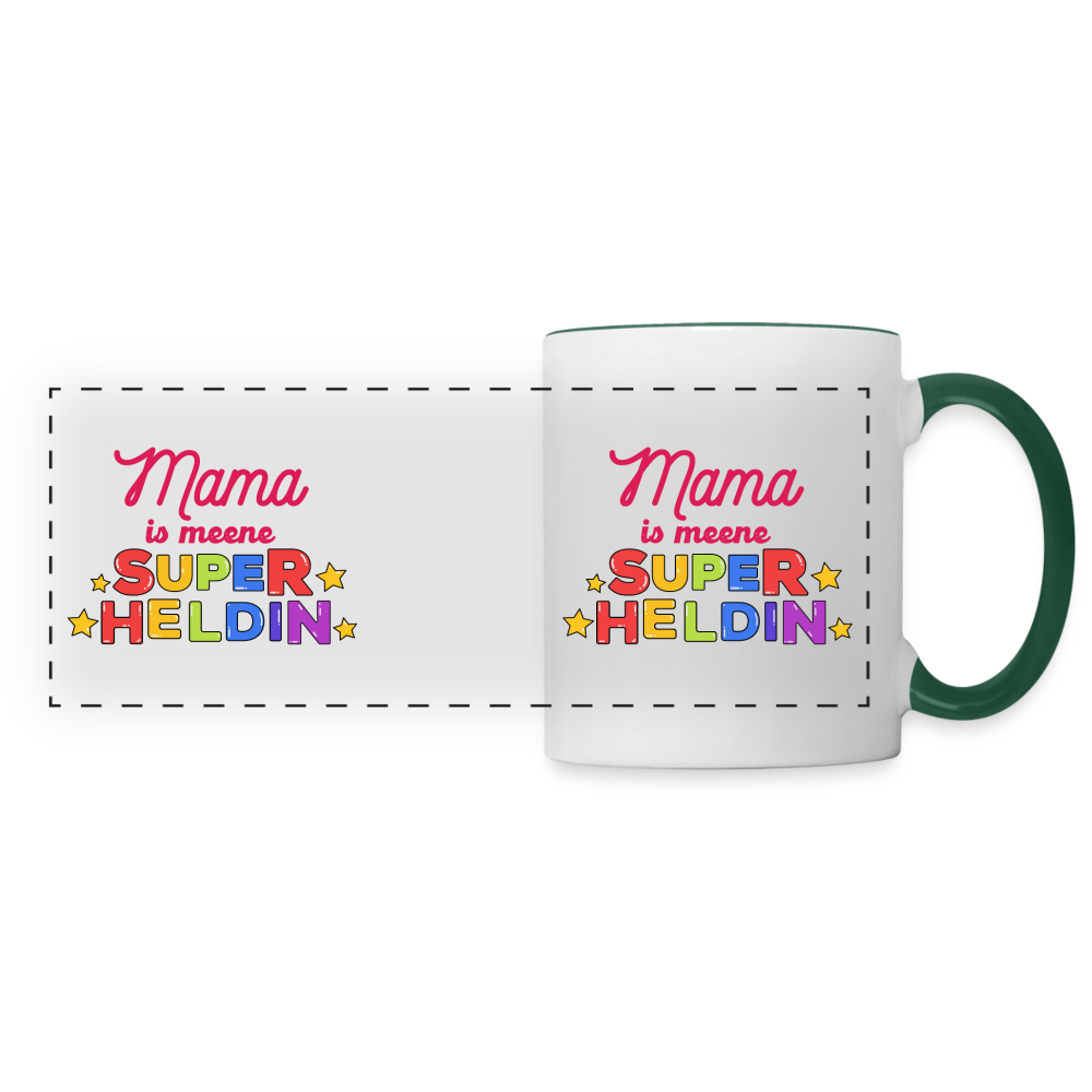 Meene Heldin - Tasse zweifarbig - Weiß/Dunkelgrün