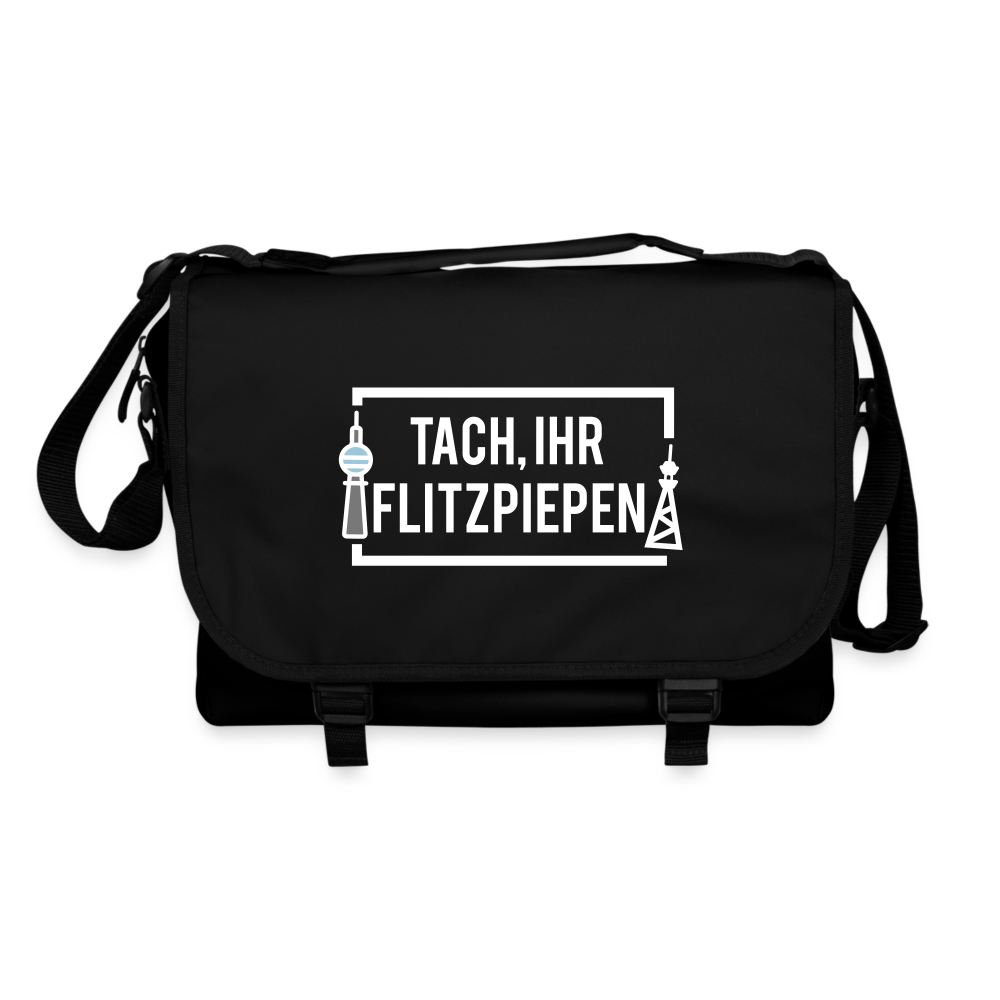 Tach ihr Flitzpiepen - weiß - Umhängetasche - Schwarz/Schwarz