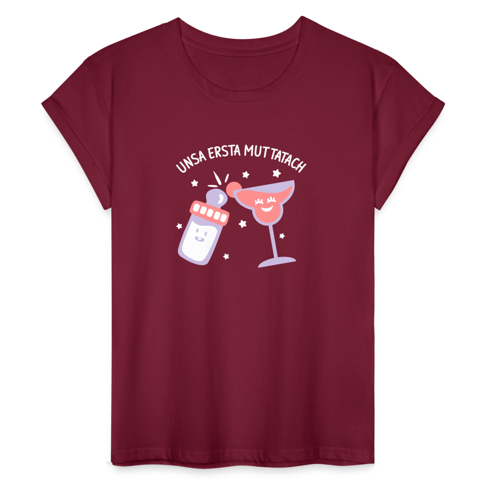 unsa ersta Muttatach - Frauen Oversize T-Shirt - Bordeaux