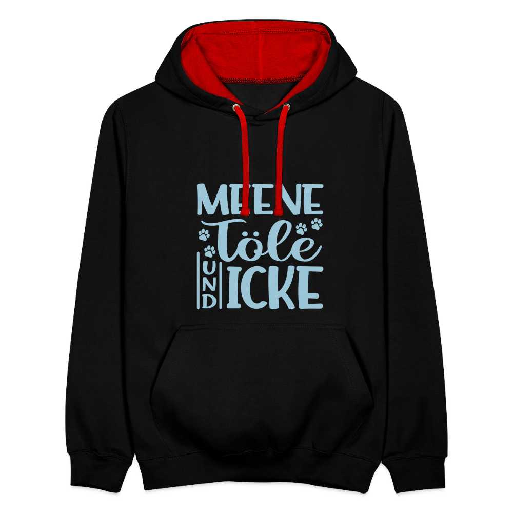 Meene Töle und Icke - Kontrast Hoodie - Schwarz/Rot