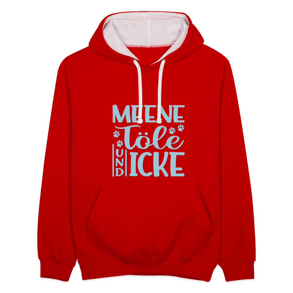 Meene Töle und Icke - Kontrast Hoodie - Rot/Weiß