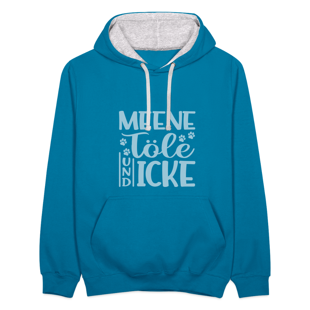 Meene Töle und Icke - Kontrast Hoodie - Pfauenblau/Grau meliert