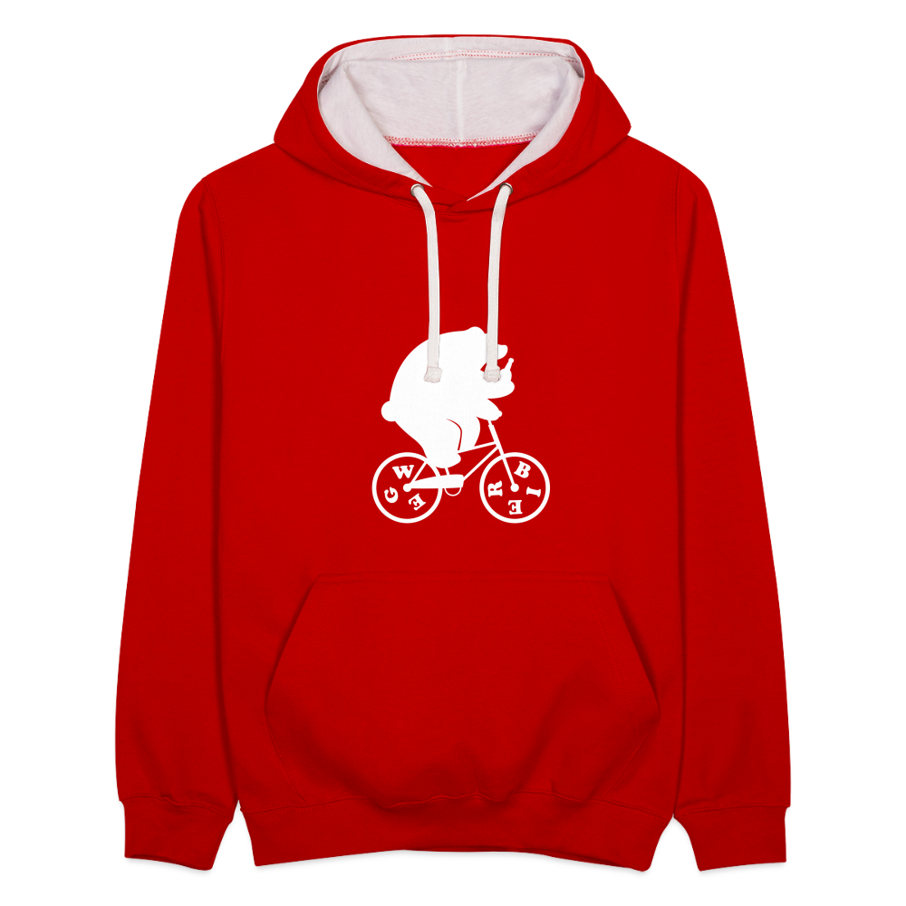 Wegbier Berlin - Kontrast Hoodie - Rot/Weiß