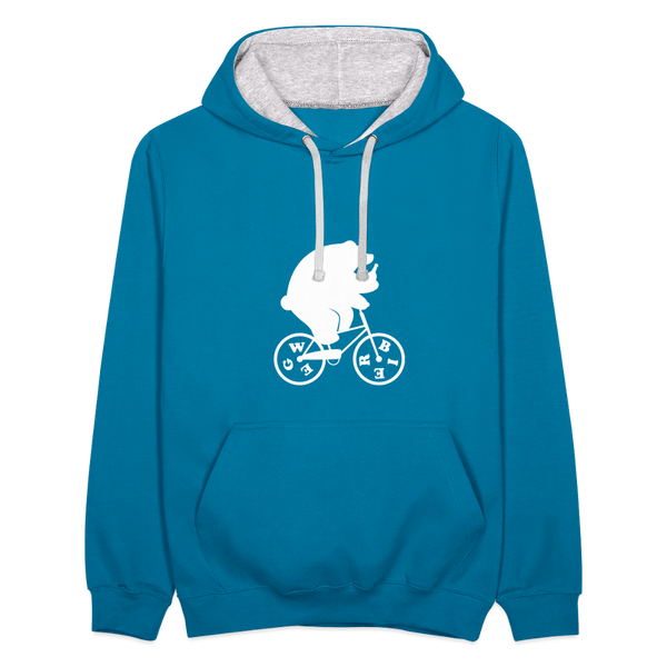 Wegbier Berlin - Kontrast Hoodie - Pfauenblau/Grau meliert