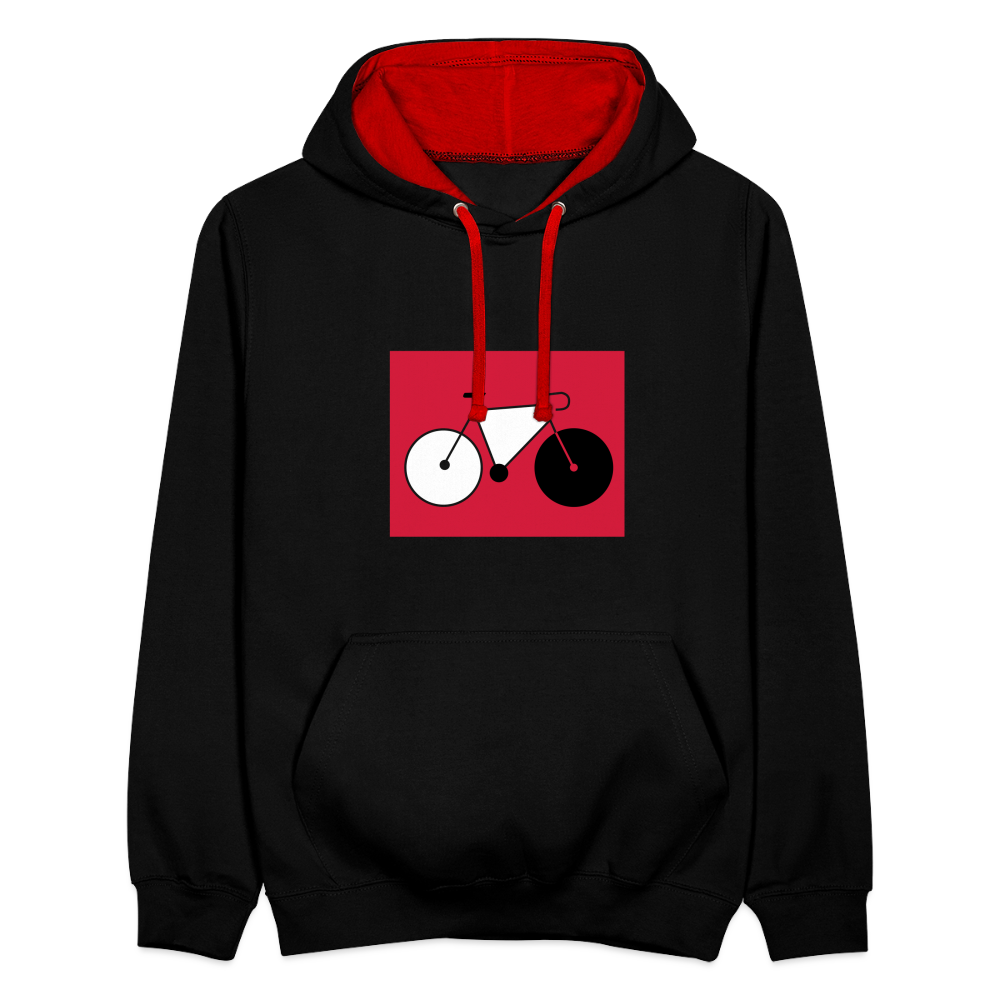 Berliner Tretmühle - Kontrast Hoodie - Schwarz/Rot