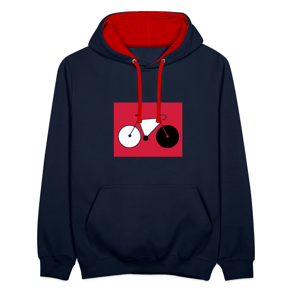 Berliner Tretmühle - Kontrast Hoodie - Navy/Rot