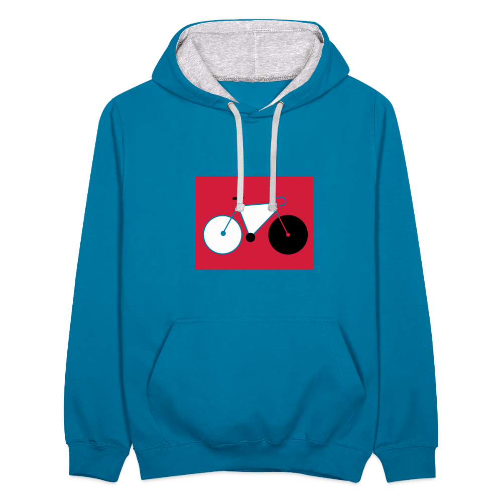 Berliner Tretmühle - Kontrast Hoodie - Pfauenblau/Grau meliert