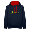 Herzschlag für Fahrradfahrer - Kontrast Hoodie - Navy/Rot