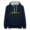 Herzschlag für Fahrradfahrer - Kontrast Hoodie - Navy/Grau meliert