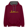 Herzschlag für Fahrradfahrer - Kontrast Hoodie - Weinrot/Anthrazit