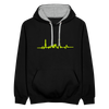 Herzschlag für Fahrradfahrer - Kontrast Hoodie - Schwarz/Grau meliert