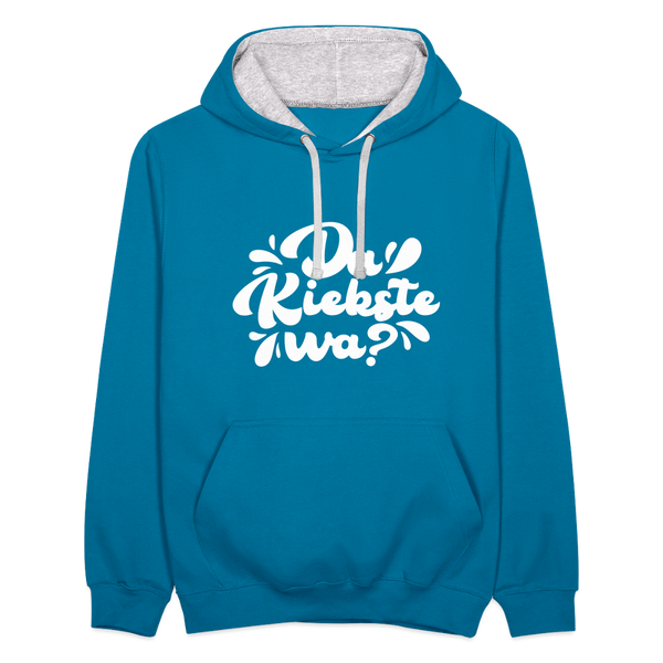 Kiekste - Kontrast Hoodie - Pfauenblau/Grau meliert