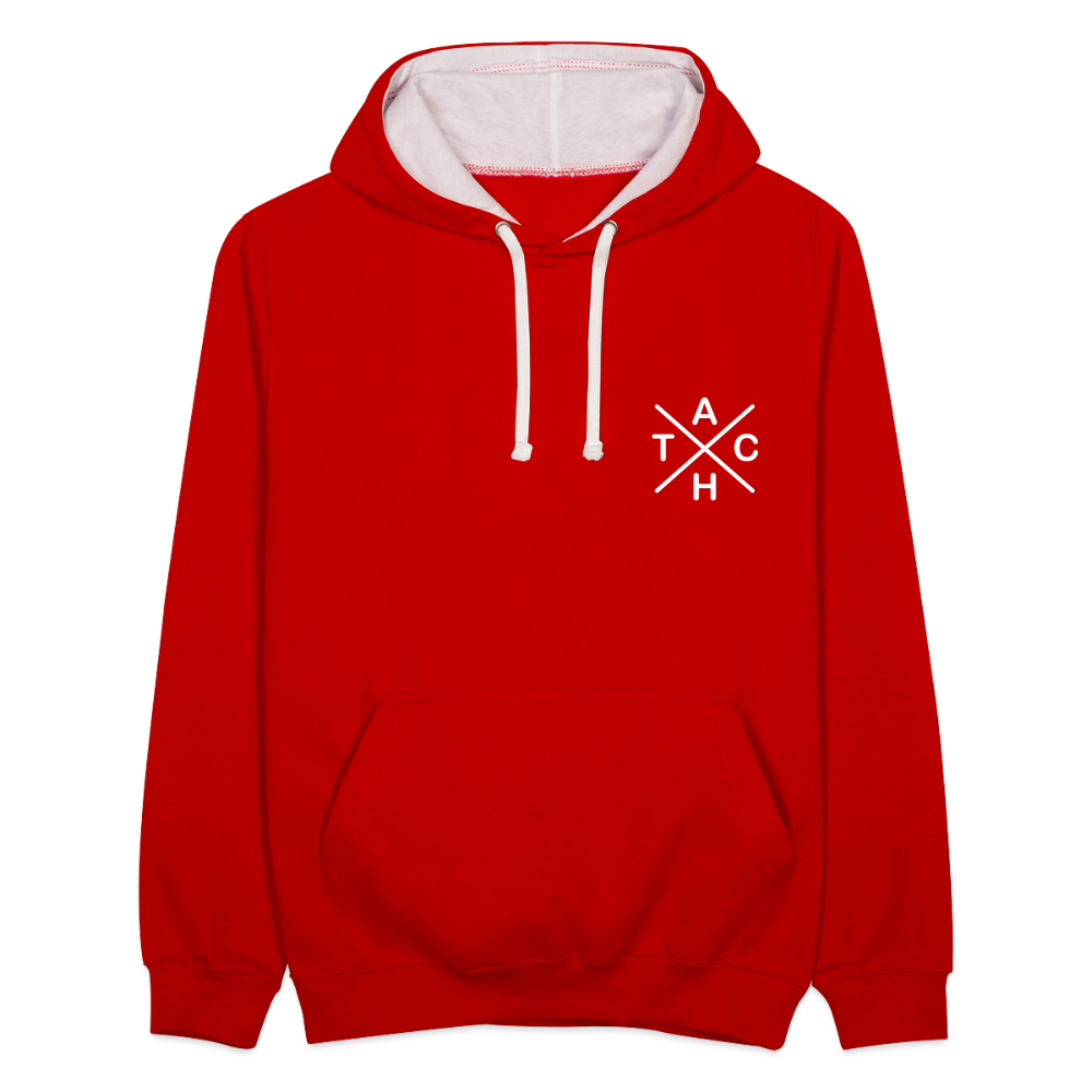 Tach X - Kontrast Hoodie - Rot/Weiß