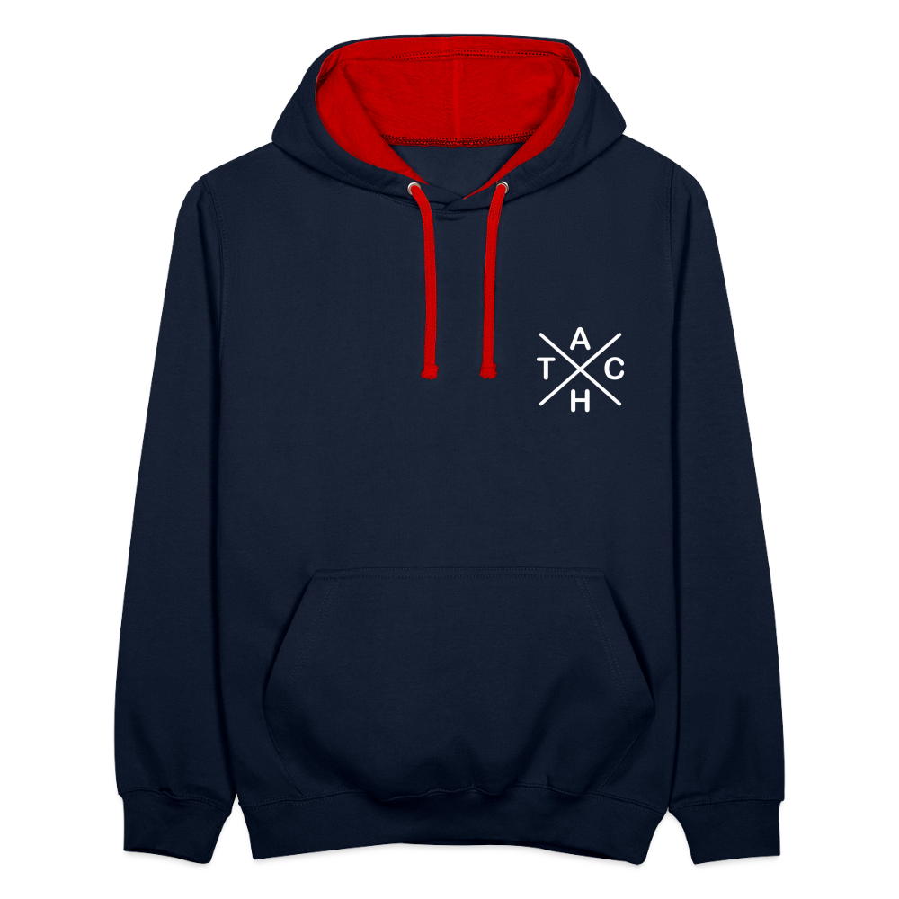 Tach X - Kontrast Hoodie - Navy/Rot