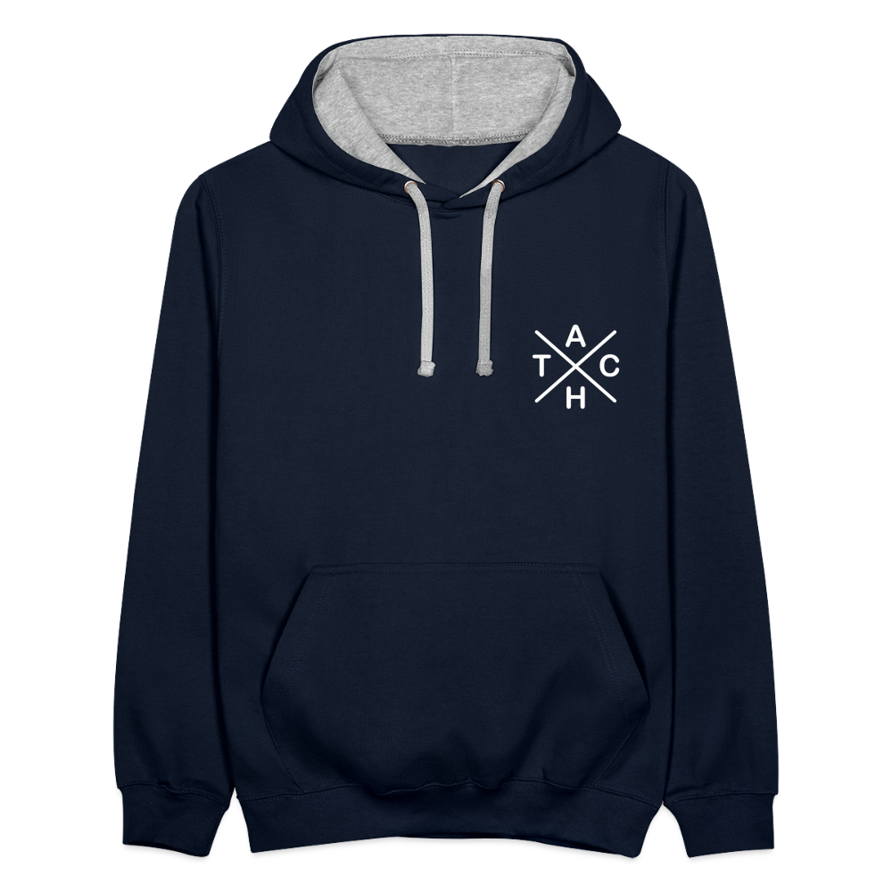 Tach X - Kontrast Hoodie - Navy/Grau meliert