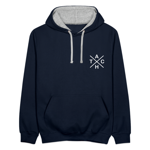 Tach X - Kontrast Hoodie - Navy/Grau meliert