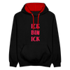 Ick bin Ick! - Kontrast Hoodie - Schwarz/Rot