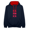 Ick bin Ick! - Kontrast Hoodie - Navy/Rot