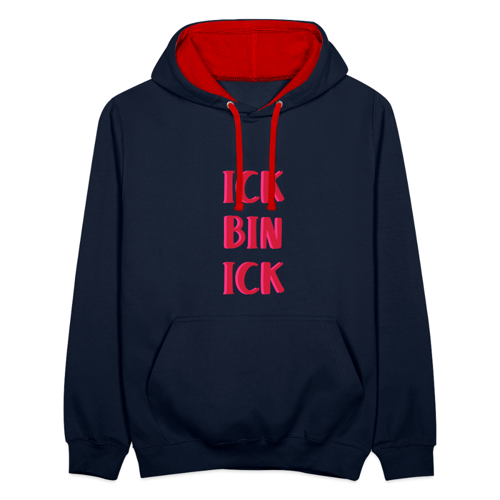 Ick bin Ick! - Kontrast Hoodie - Navy/Rot