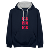Ick bin Ick! - Kontrast Hoodie - Navy/Grau meliert