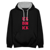 Ick bin Ick! - Kontrast Hoodie - Schwarz/Grau meliert