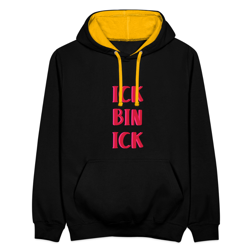 Ick bin Ick! - Kontrast Hoodie - Schwarz/Gold
